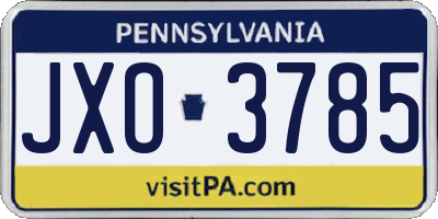 PA license plate JXO3785
