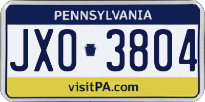 PA license plate JXO3804