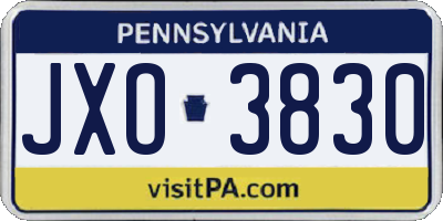 PA license plate JXO3830