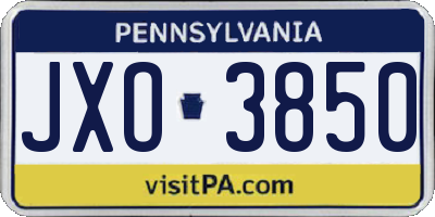 PA license plate JXO3850