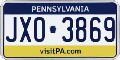 PA license plate JXO3869