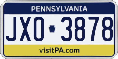 PA license plate JXO3878