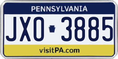 PA license plate JXO3885
