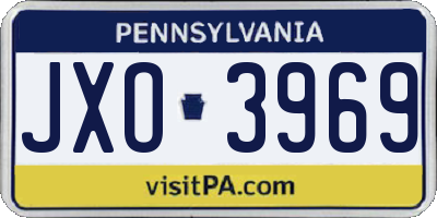 PA license plate JXO3969