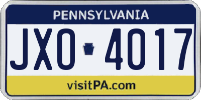 PA license plate JXO4017