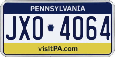 PA license plate JXO4064