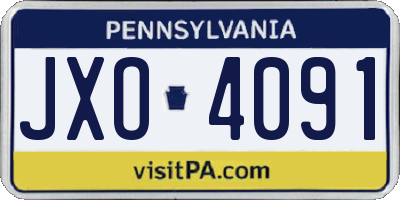 PA license plate JXO4091