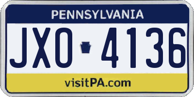 PA license plate JXO4136