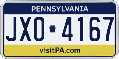 PA license plate JXO4167