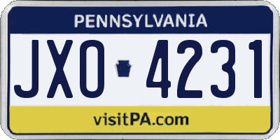 PA license plate JXO4231