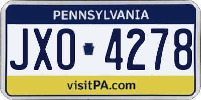 PA license plate JXO4278