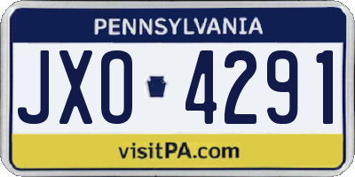 PA license plate JXO4291