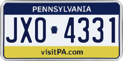 PA license plate JXO4331
