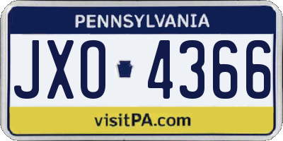 PA license plate JXO4366