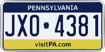 PA license plate JXO4381