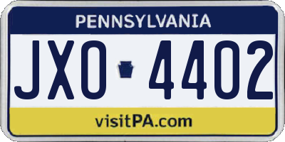 PA license plate JXO4402