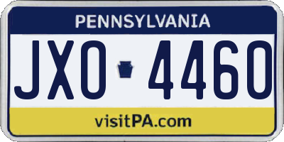 PA license plate JXO4460