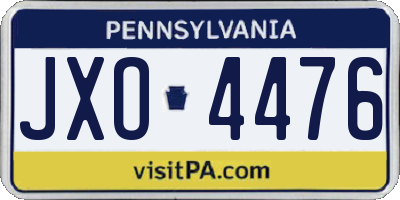 PA license plate JXO4476