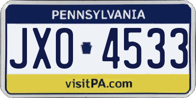 PA license plate JXO4533