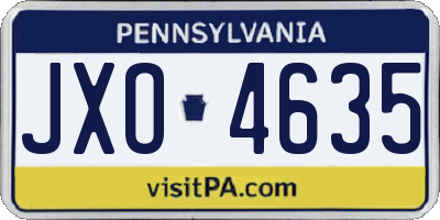 PA license plate JXO4635