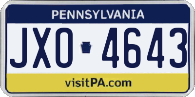 PA license plate JXO4643