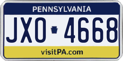 PA license plate JXO4668