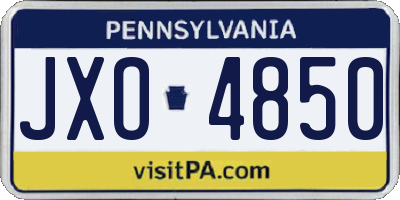 PA license plate JXO4850