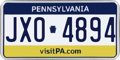 PA license plate JXO4894