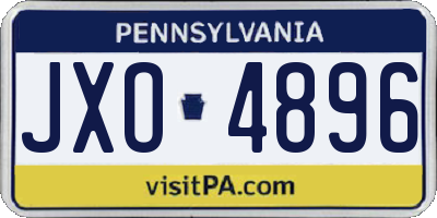PA license plate JXO4896