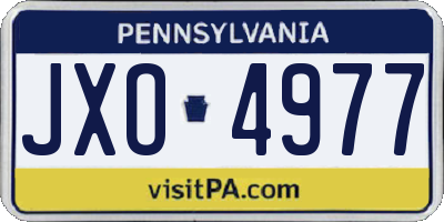 PA license plate JXO4977
