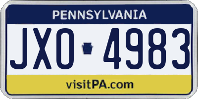 PA license plate JXO4983