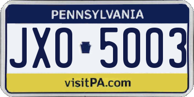 PA license plate JXO5003