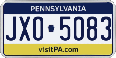 PA license plate JXO5083