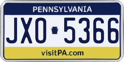 PA license plate JXO5366