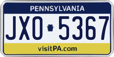 PA license plate JXO5367