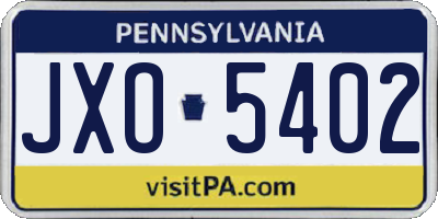 PA license plate JXO5402