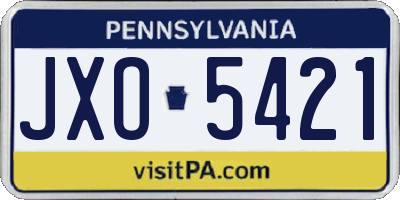 PA license plate JXO5421