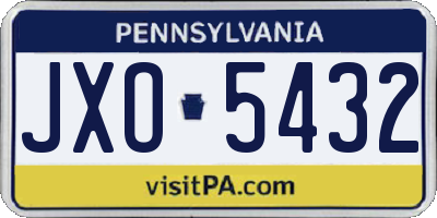 PA license plate JXO5432