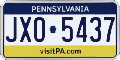 PA license plate JXO5437