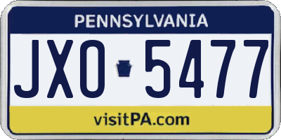 PA license plate JXO5477
