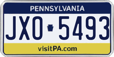 PA license plate JXO5493
