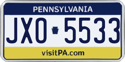 PA license plate JXO5533