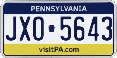 PA license plate JXO5643