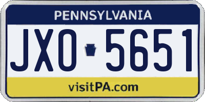 PA license plate JXO5651