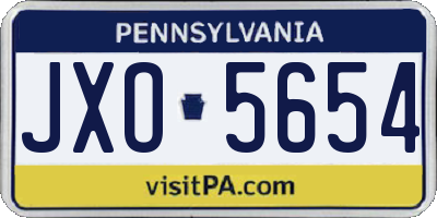 PA license plate JXO5654