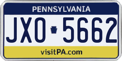 PA license plate JXO5662