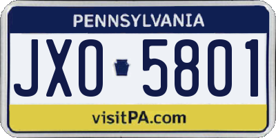 PA license plate JXO5801