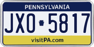 PA license plate JXO5817