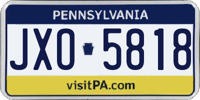 PA license plate JXO5818