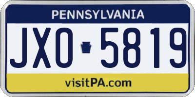 PA license plate JXO5819